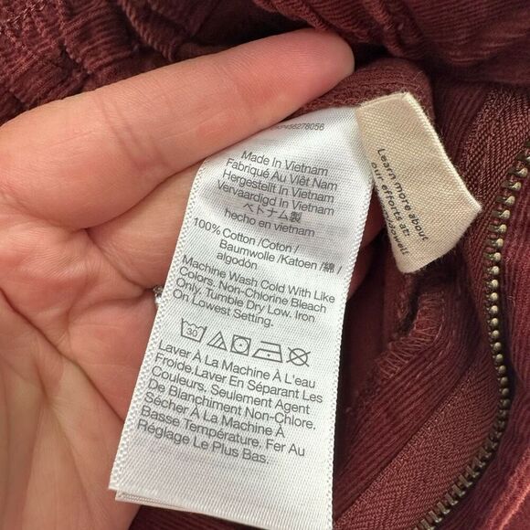 Madewell Women’s Rusted Burgundy Corduroy Tapered Huston Pull-On Crop Pants - Picture 7 of 11